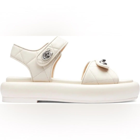 COACH Peyton Leather Platform Sandals Size 8.5 
In Chalk New In Box - Picture 10 of 11